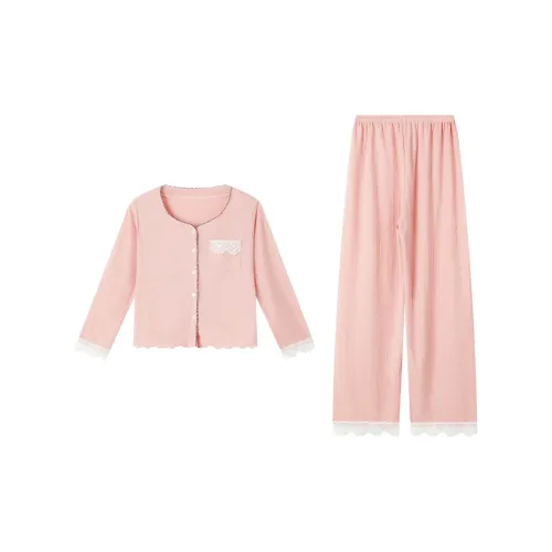 Sleep Students Dormitory Home Outerwear Ready Pajama Set Women's Pink
