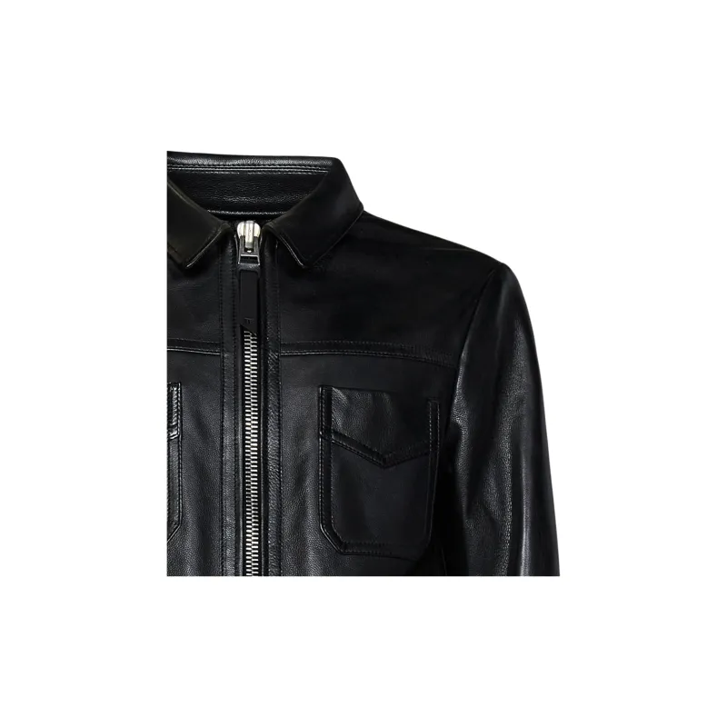 TOM FORD Unlined Grained Texture Leather Jacket-4