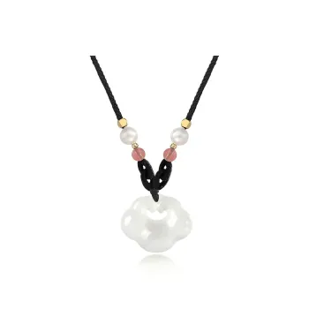 Artisan Lock Heart Jade Chalcedony Necklaces Unisex