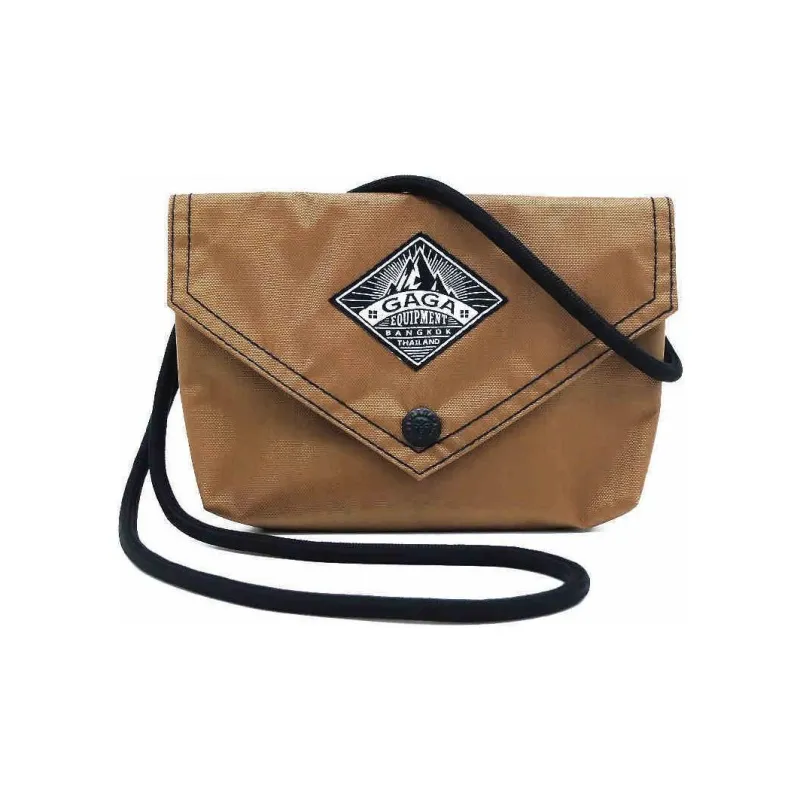 GAGA EQUIPMENT Nylon Fabric Envelope Bag, Crossbody Bag, Shoulder Bag Mini Unisex Camel-0