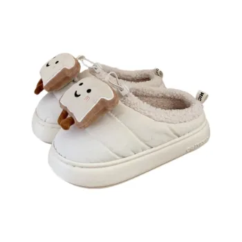 Thin Strips Cotton Slippers Unisex, White