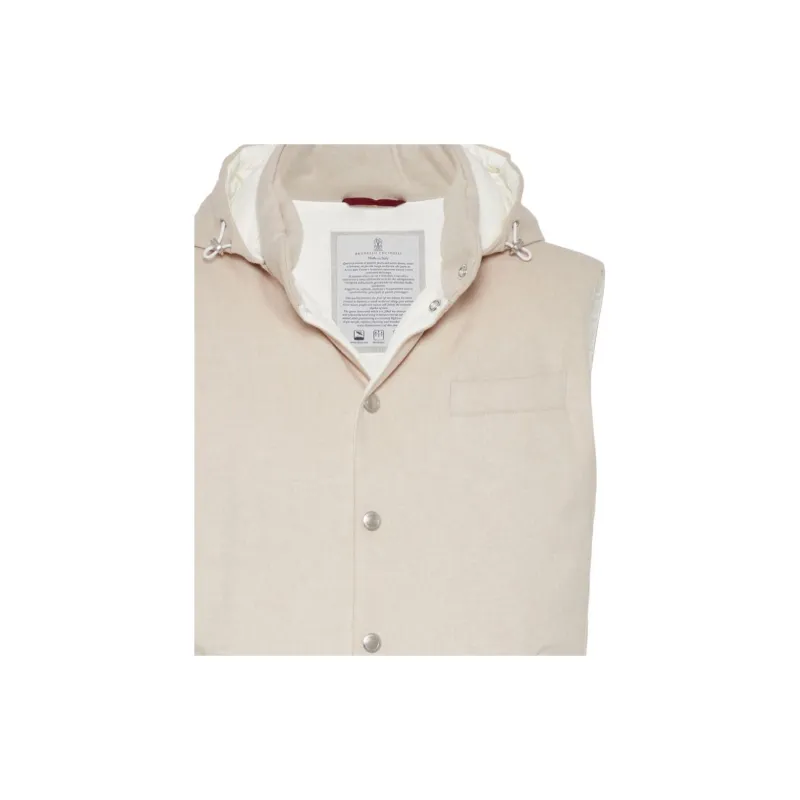 Brunello Cucinelli Flannel Hooded Down Vest-5