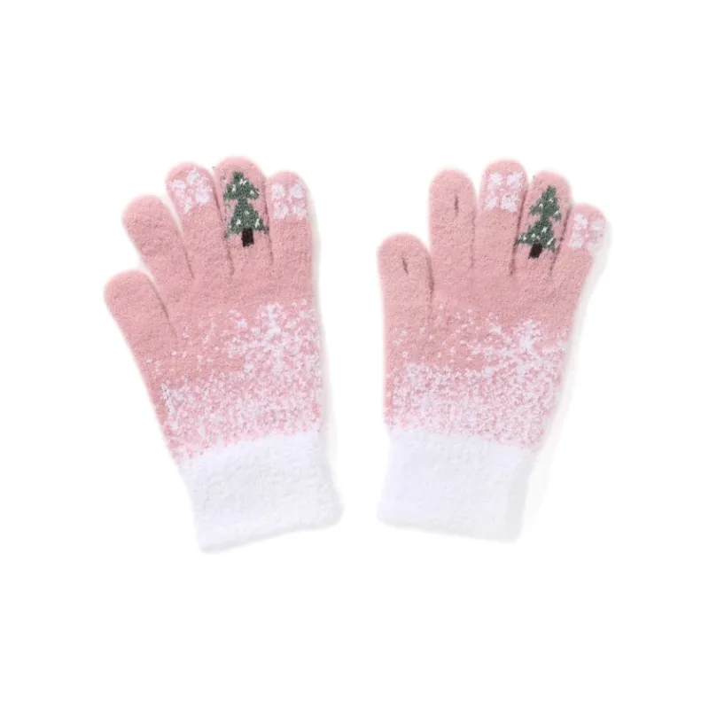 FREE RABBITⅡ Warm And Touch Sensitive Thickened Fleece Lined Knitted Fabric Knit Gloves Unisex-5