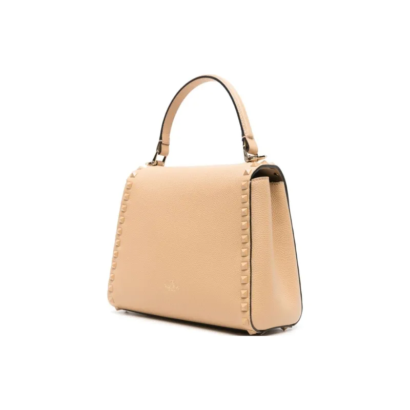 Valentino Rockstud Cow Leather Shoulder Bag, Crossbody Bag, Handbag Women's Light Umber-1
