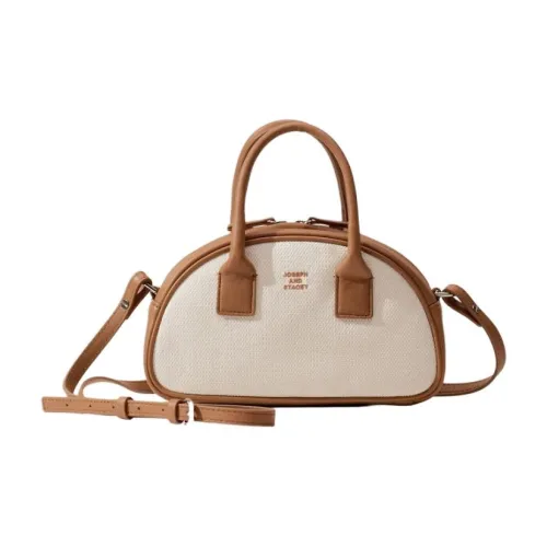 JOSEPH&STACEY Cotton Shoulder Bag Crossbody Bag Handbag Women's Ivory With Mountain Walnut Brown