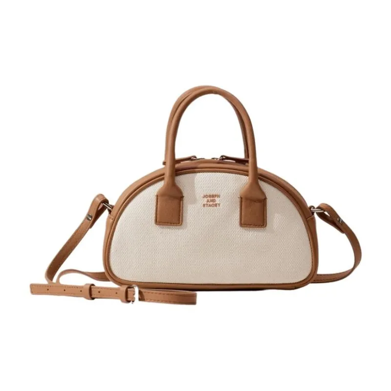 JOSEPH&STACEY Cotton Shoulder Bag Crossbody Bag Handbag Women's Ivory With Mountain Walnut Brown-0