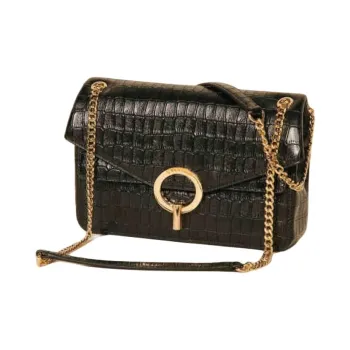Sandro Cow Leather Envelope Bag Crossbody Bag Shoulder Bag Medium Size Women's Black