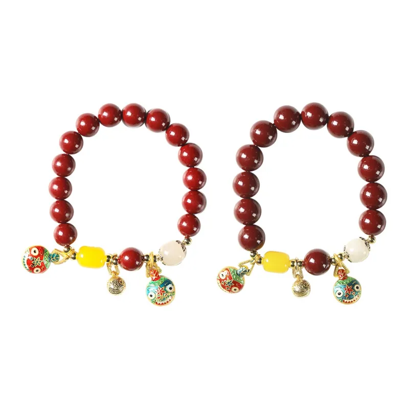 Ryukyu Reconstructed Cinnabar Jade Bracelets Unisex-10