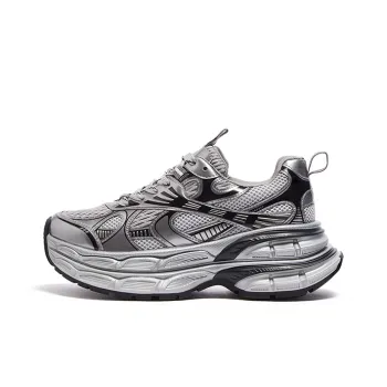 CAMEL Chunky Sneakers Men Low Top Black/Silver, Gray/Gunmetal, Black