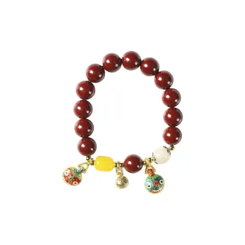 Ryukyu Reconstructed Cinnabar Jade Bracelets Unisex