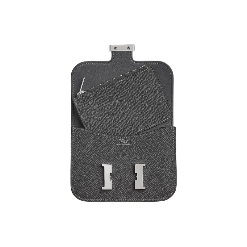 HERMES Constance Slim Epsom Calfskin Wallet Women's 88 Graphite Gray-2