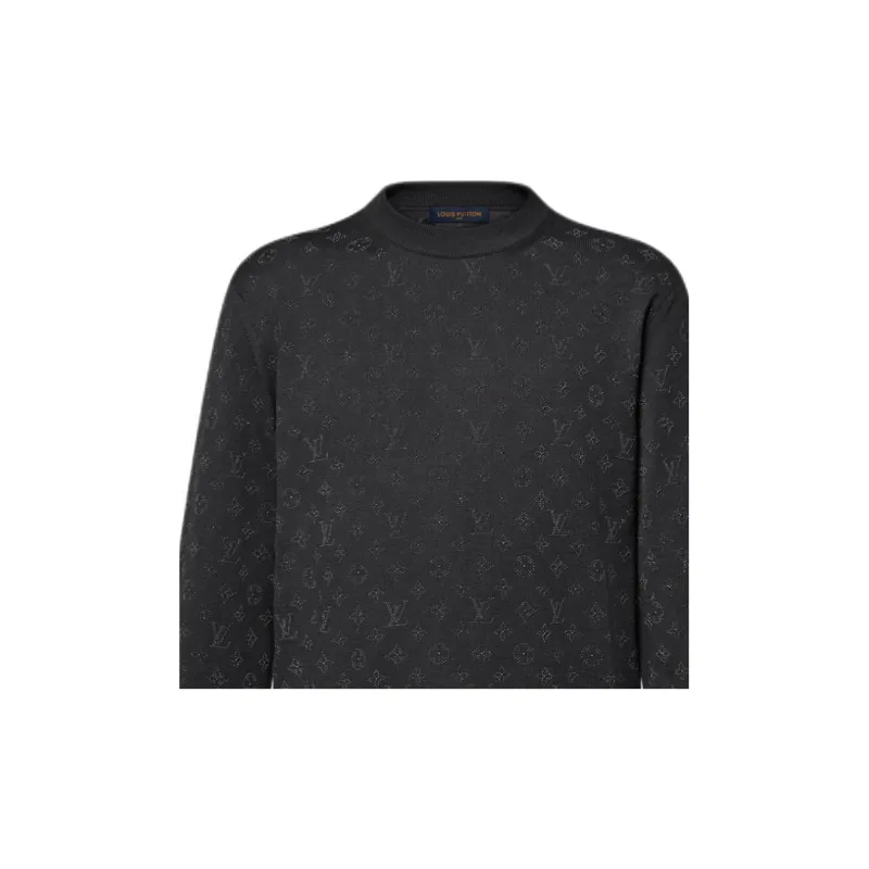 LOUIS VUITTON Monogram Embellished Wool Evening Crewneck-6