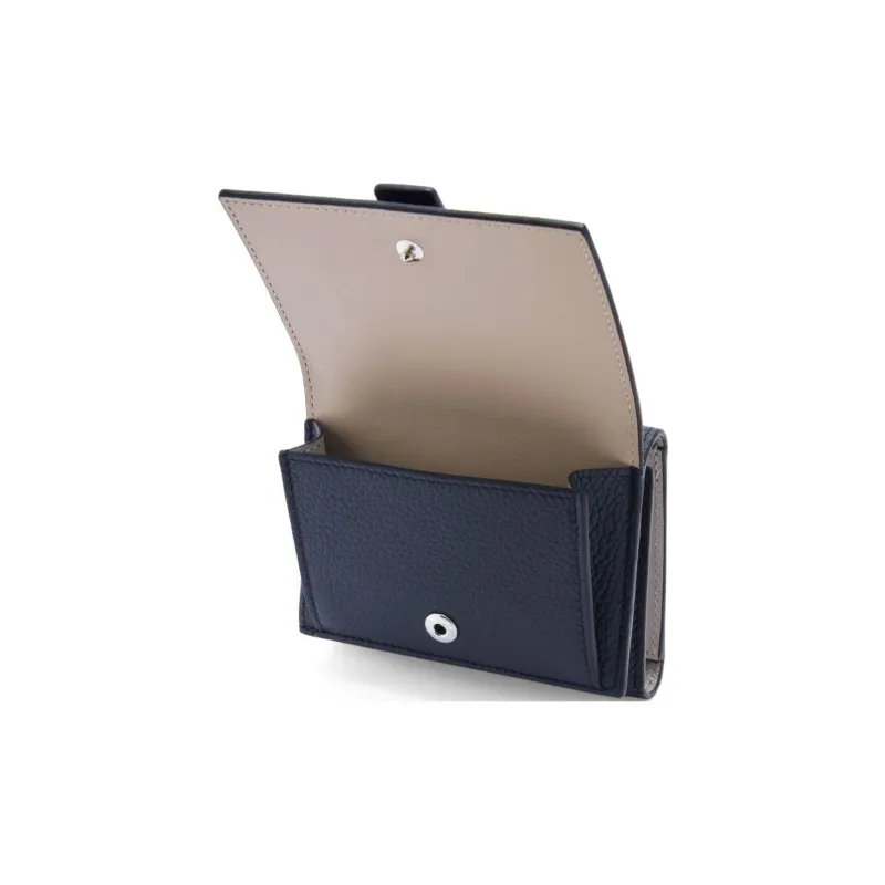 LOEWE Soft Grain Calfskin Wallet Women's Dark Marine Blue & Silver-4