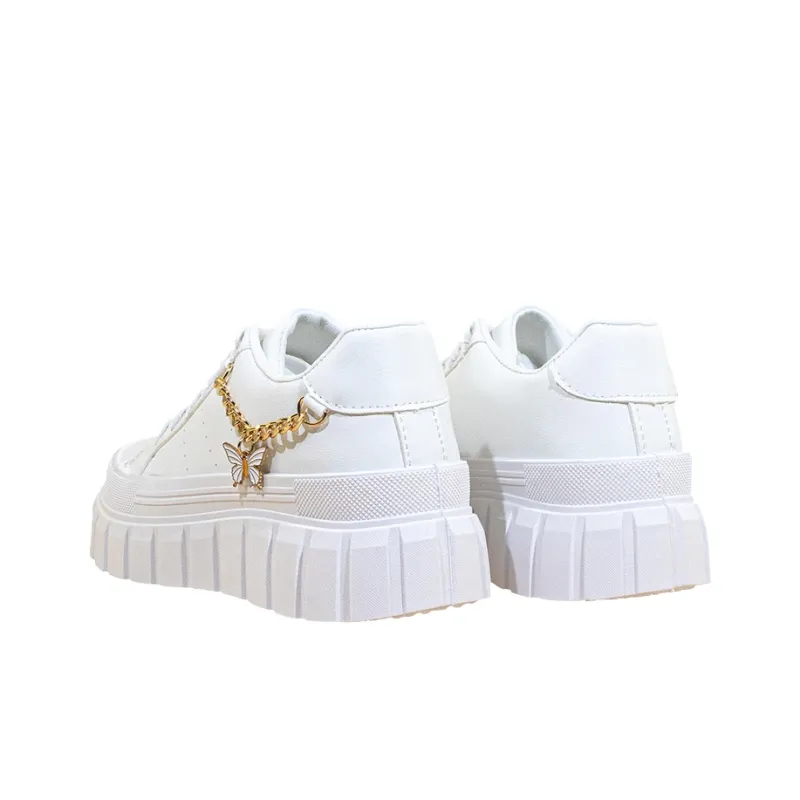 MCKP Lightweight Anti Slip And Wear Resistant Low Top Skateboard Shoes Women's White-3