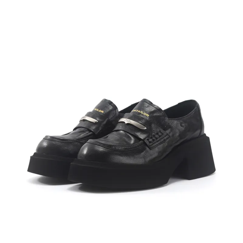 TOM TAILOR Cool Shiny Black Trendy Shoes Loafers 6.5cm Women's Black-2