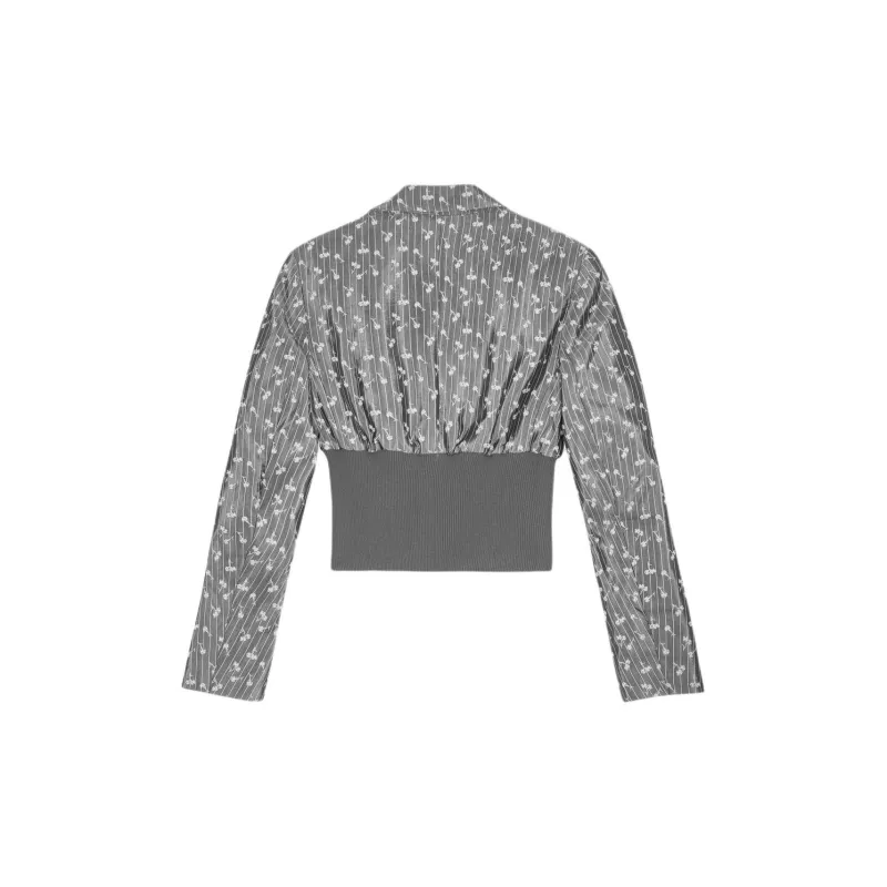 GANNI Floral Print Zipped Blazer-1