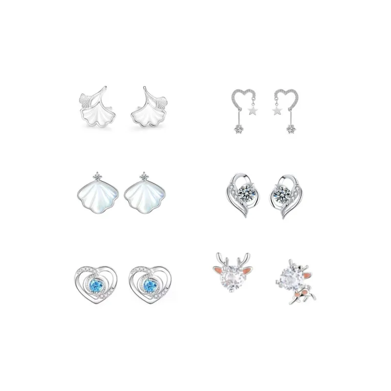 GAGA S925 Silver Stud Stud Earrings Women's-0