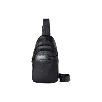 DOSRFINI Cow Leather Sling Bag Medium Size Men's Black