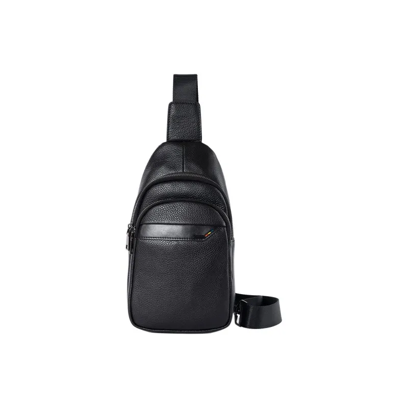DOSRFINI Cow Leather Sling Bag Medium Size Men's Black-0