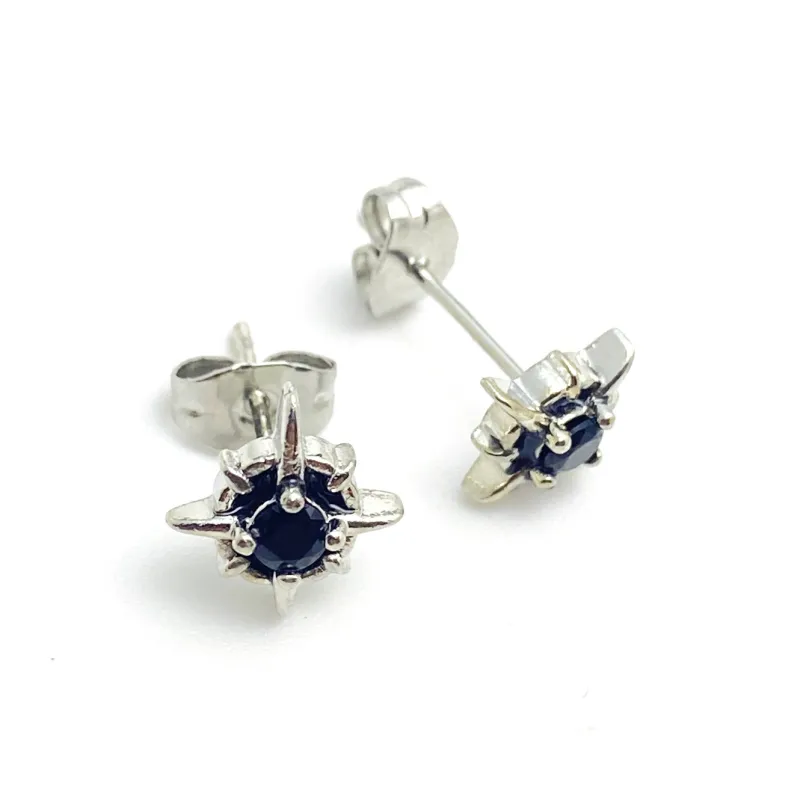 ERXI 925 Silver Needles Stud Earrings Unisex-2