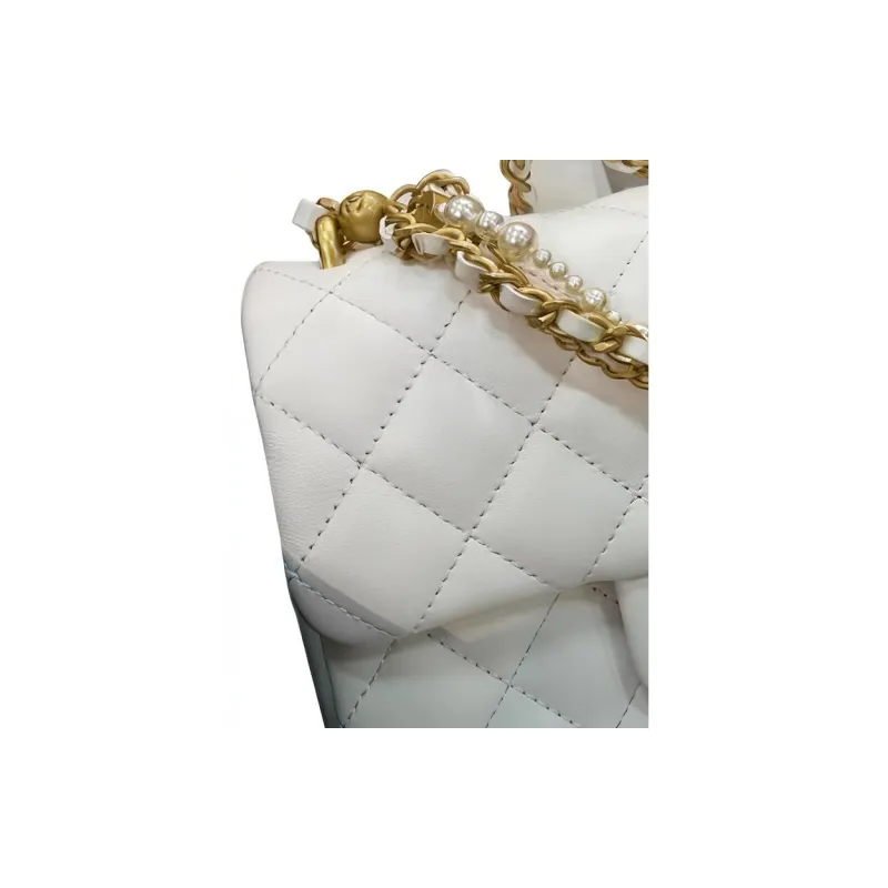 CHANEL Shiny Lambskin Crossbody Bags Mini Women's White-2