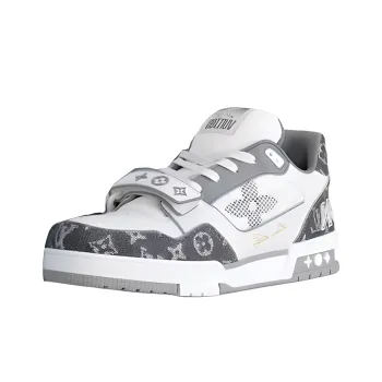 LOUIS VUITTON Trainer Low Top Skateboard Shoes Men's White Black