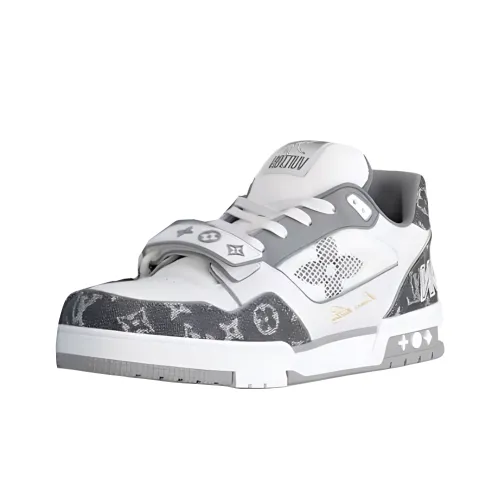 LOUIS VUITTON Trainer Low Top Skateboard Shoes Men's White Black