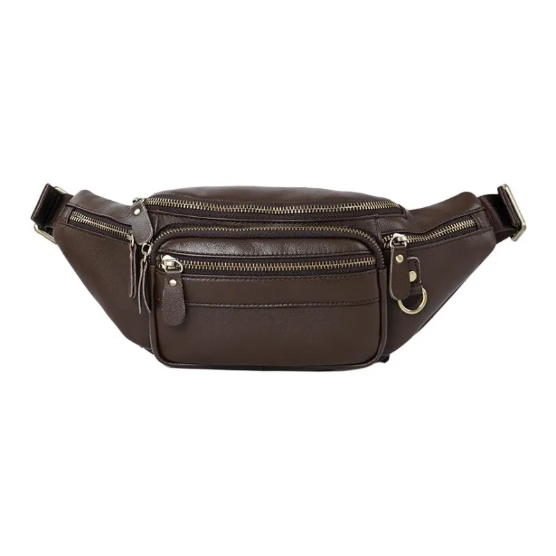 DOSRFINI Cow Leather Shoulder Bag Crossbody Bag Sling Bag Fanny Pack Regular Men's Black/Coffee-4