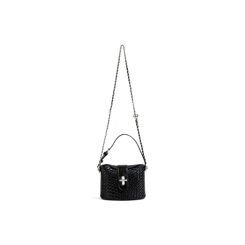 CentarlKatty Polyurethane Bucket Bag, Shoulder Bag, Crossbody Bag, Handbag Women's Black-2