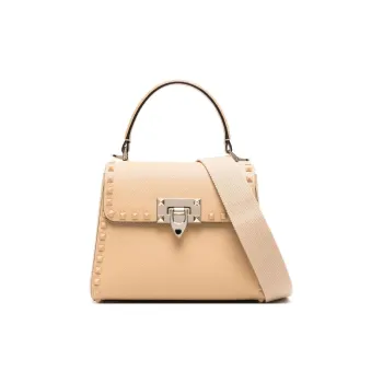 Valentino Rockstud Cow Leather Shoulder Bag, Crossbody Bag, Handbag Women's Light Umber