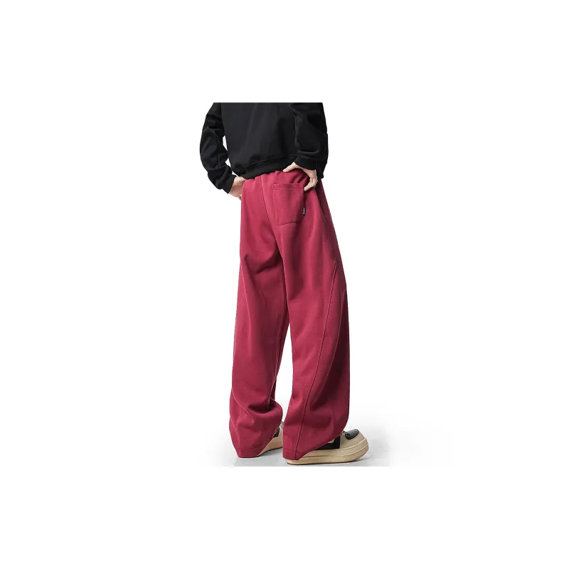 CELUCASN Casual Pants Unisex Red-13