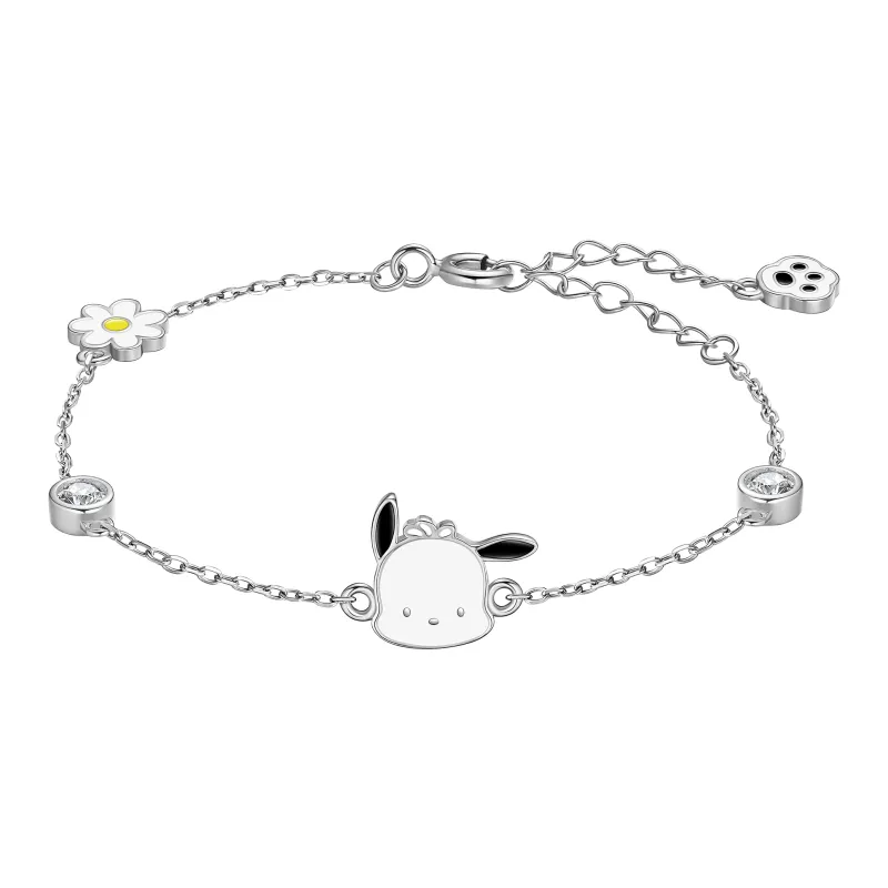 Hello Kitty 925 Sterling Silver Unique Silver Bracelet, Sanrio Bowknot Box Women's-0