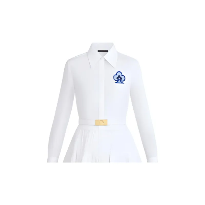 LOUIS VUITTON Long Sleeved Dress Women's White-4