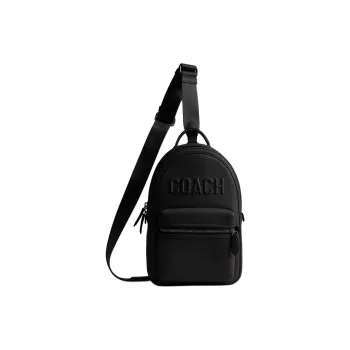 COACH Polished Pebbled Leather Crossbody Sling Bag Small Size Men's Black