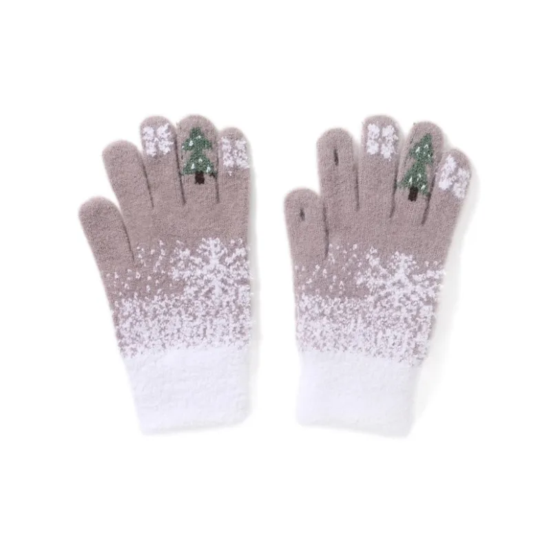FREE RABBITⅡ Warm And Touch Sensitive Thickened Fleece Lined Knitted Fabric Knit Gloves Unisex-7