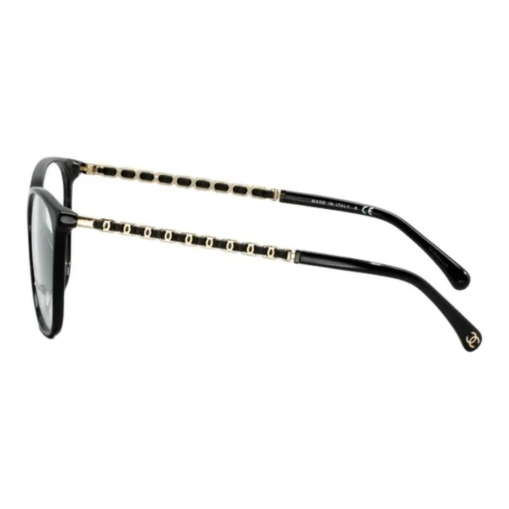 CHANEL Square Lambskin Chain Plate Frame Cat Eye Eyeglass Frames Unisex-2