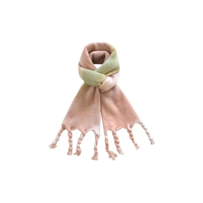 PISHUSHU Acrylic Knit Scarves Unisex Pink Series Yellow Series Brown Series-0
