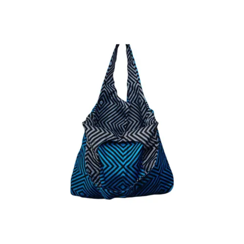 GAGA EQUIPMENT Nylon Tote Bag Shopping Bag Handbag Shoulder Bag Large Size Unisex Blue Gray Diamond Pattern