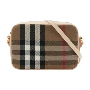 Burberry Canvas Camera Bag, Shoulder Bag, Crossbody Bag Large Size Women's Beige
