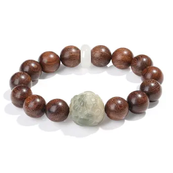 PUTUOSHANWENCHUANG Golden Sandalwood Bracelets Unisex