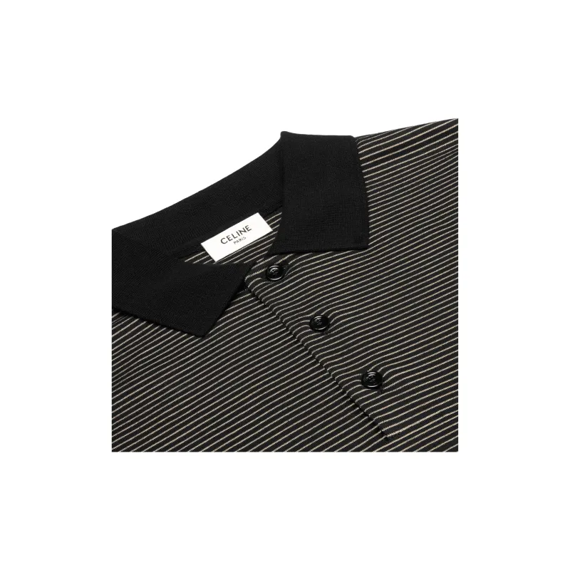 CELINE Triomphe Polo Shirt In Striped Jersey-3