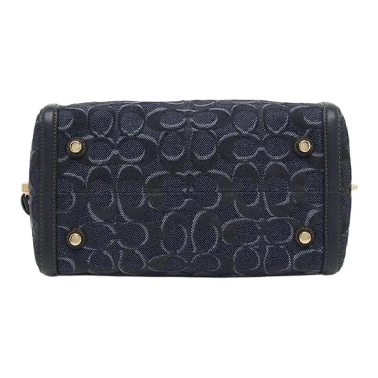 COACH Ivie Iconic Denim And Exquisite Calfskin Crossbody Bag Medium Size Unisex Denim Blue With Black Accents-4