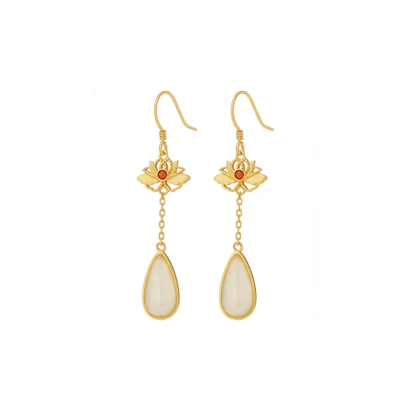 Encounter Gift Earrings Pale Greenish White Jade Women's-0