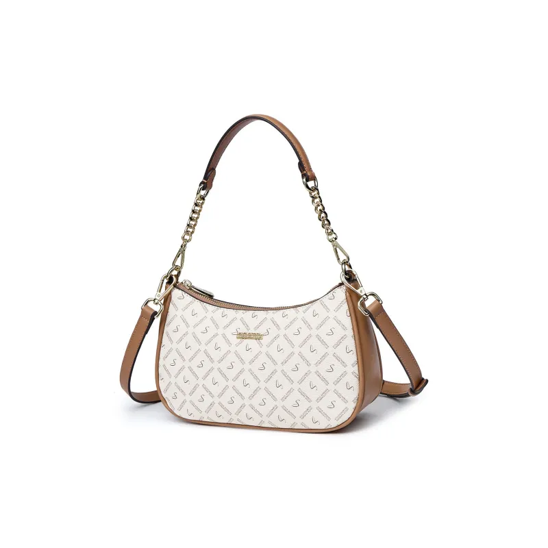 SANTA BARBARA POLO & RACQUET CLUB PVC Shoulder Bag Regular Women's Ecru & Khaki/Gray & Light Brown-1