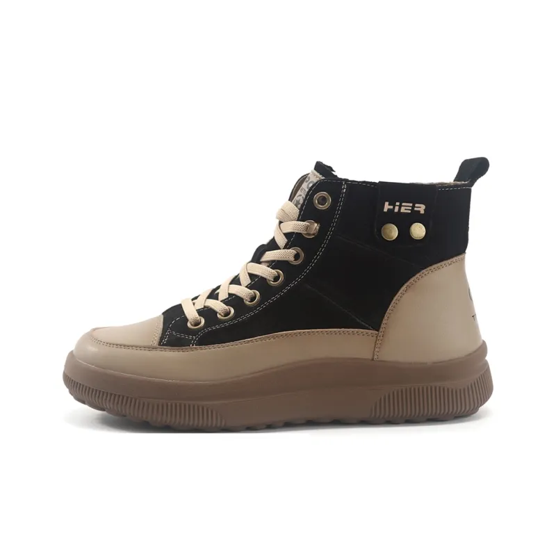 TOM TAILOR Cool Black Brown Shadow Stylish Shoes Anti Slip Wear Resistant High Top Casual Shoes Women's-0