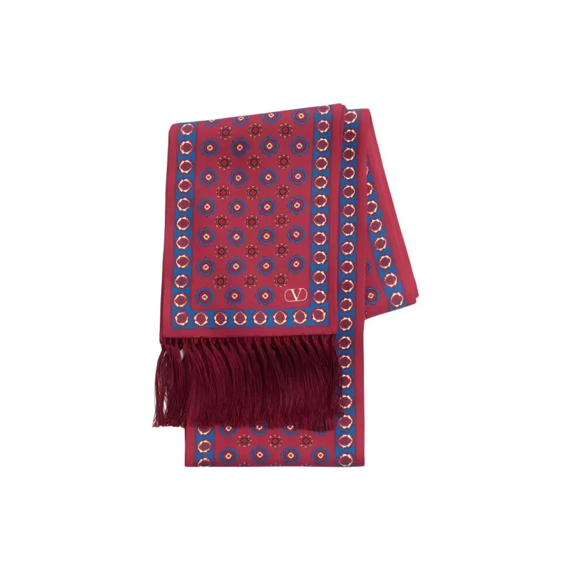 Valentino Silk Knit Scarves Men's Red-0