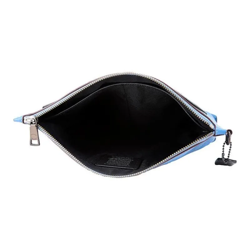 COACH Keith Haring Graffiti Collaboration Pouch Pebbled Leather Wallets Clutches Large Size Men's Lapis Lazuli Blue-2