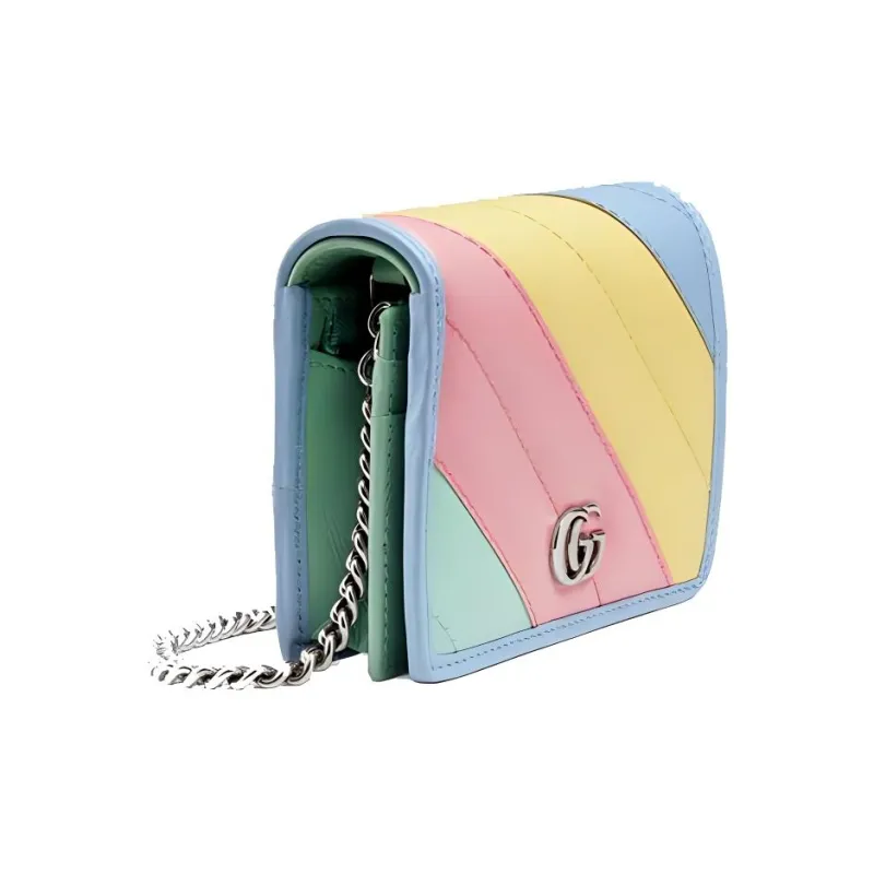 GUCCI Marmont Quilted Leather Shoulder Bag, Crossbody Bag Card Holder Mini Women's Light Multicolor-1