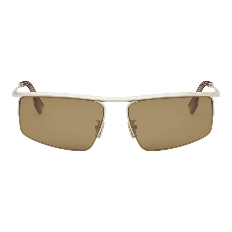 FENDI Metal Irregular Shape Sunglasses Unisex Gold-1