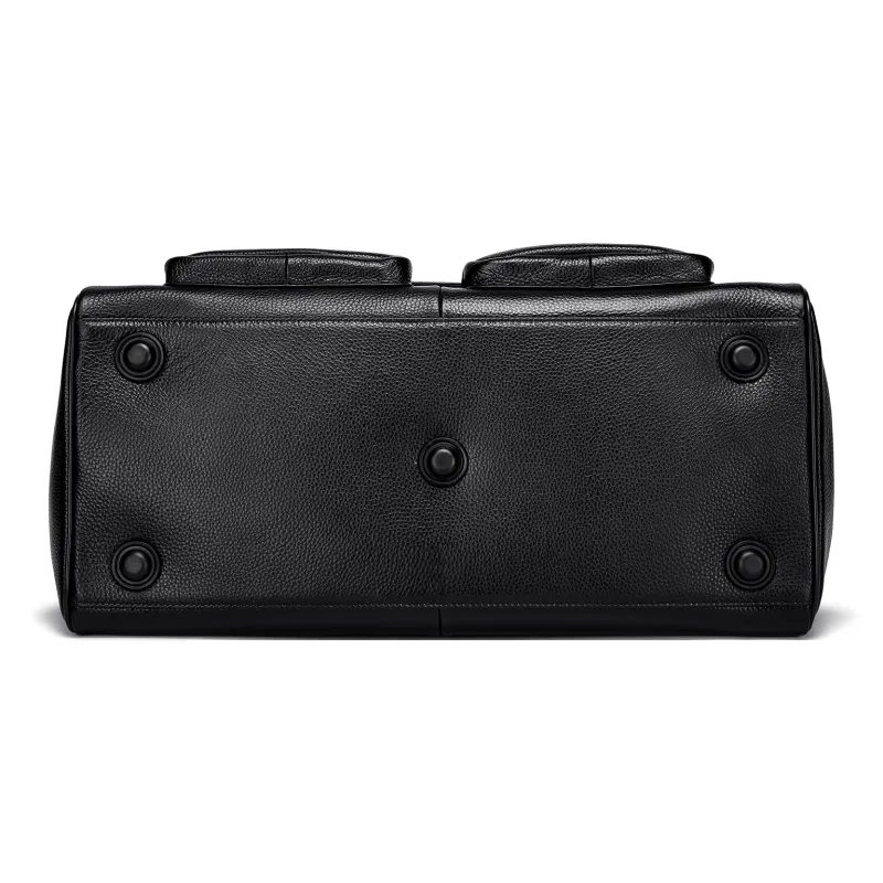 FAIRWHALE Top Grain Cow Leather Travel Bag 32L Unisex Black-3